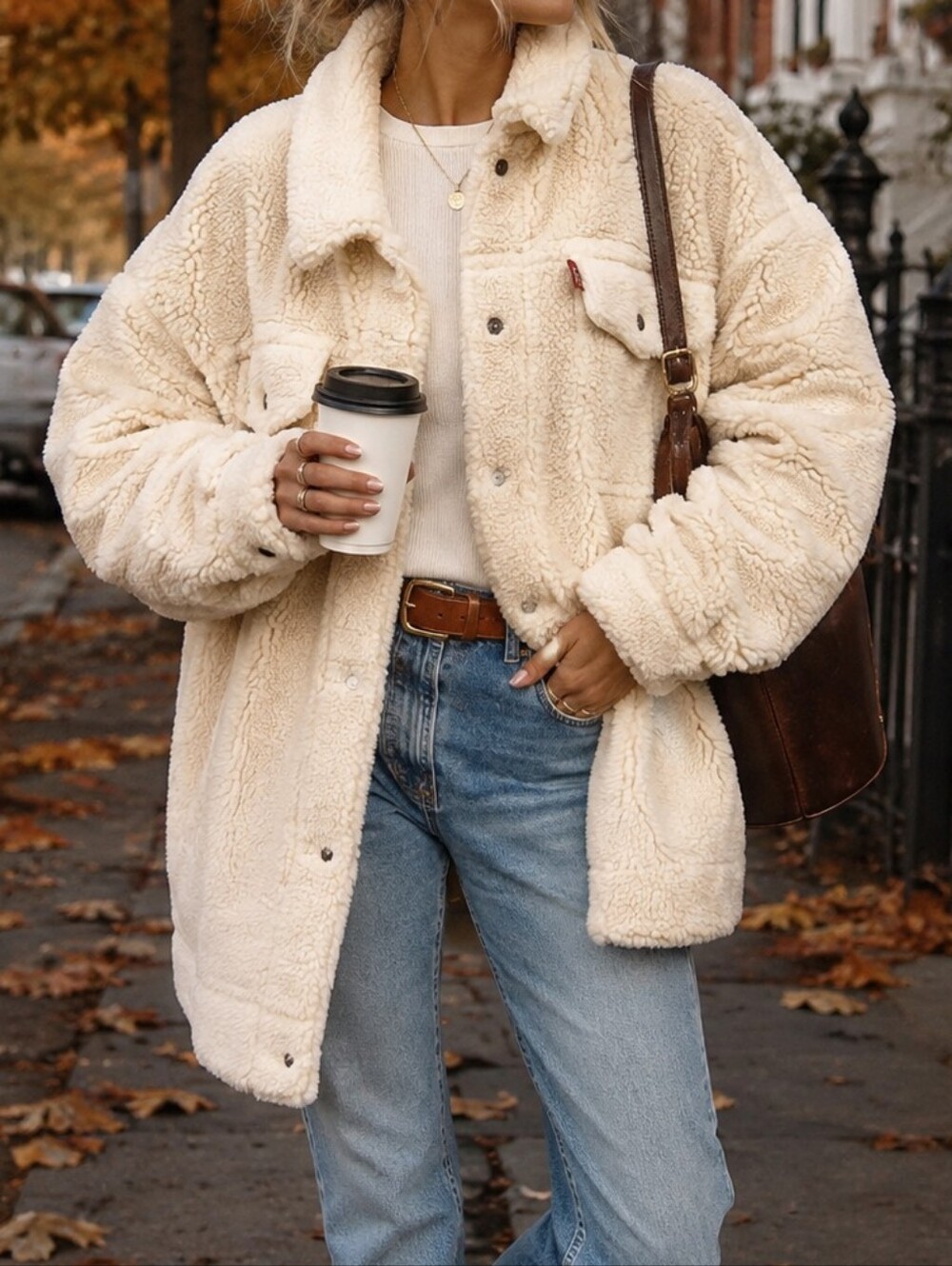 Levi Shearling Long Teddy Trucker Jacket Ex Boyfriend
